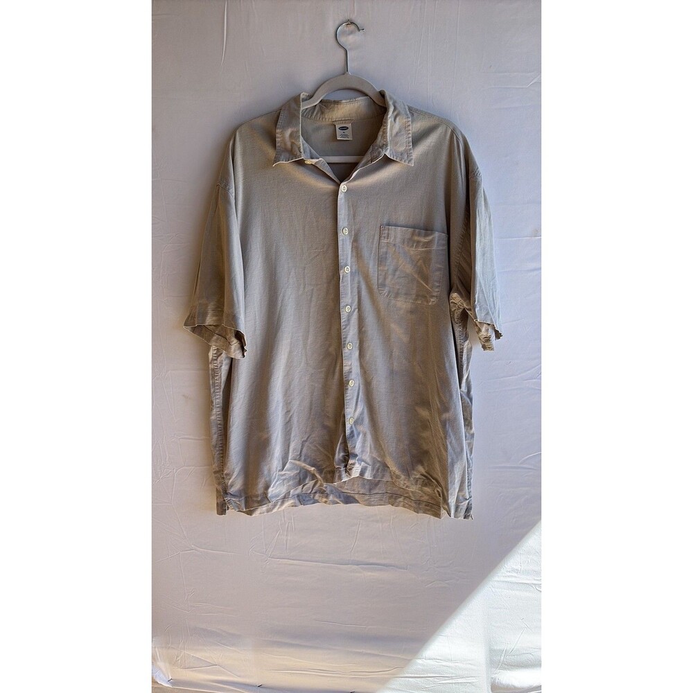 Old Navy Vintage Style Linen Blend Short Sleeve Button Down Shirt - Tan XL